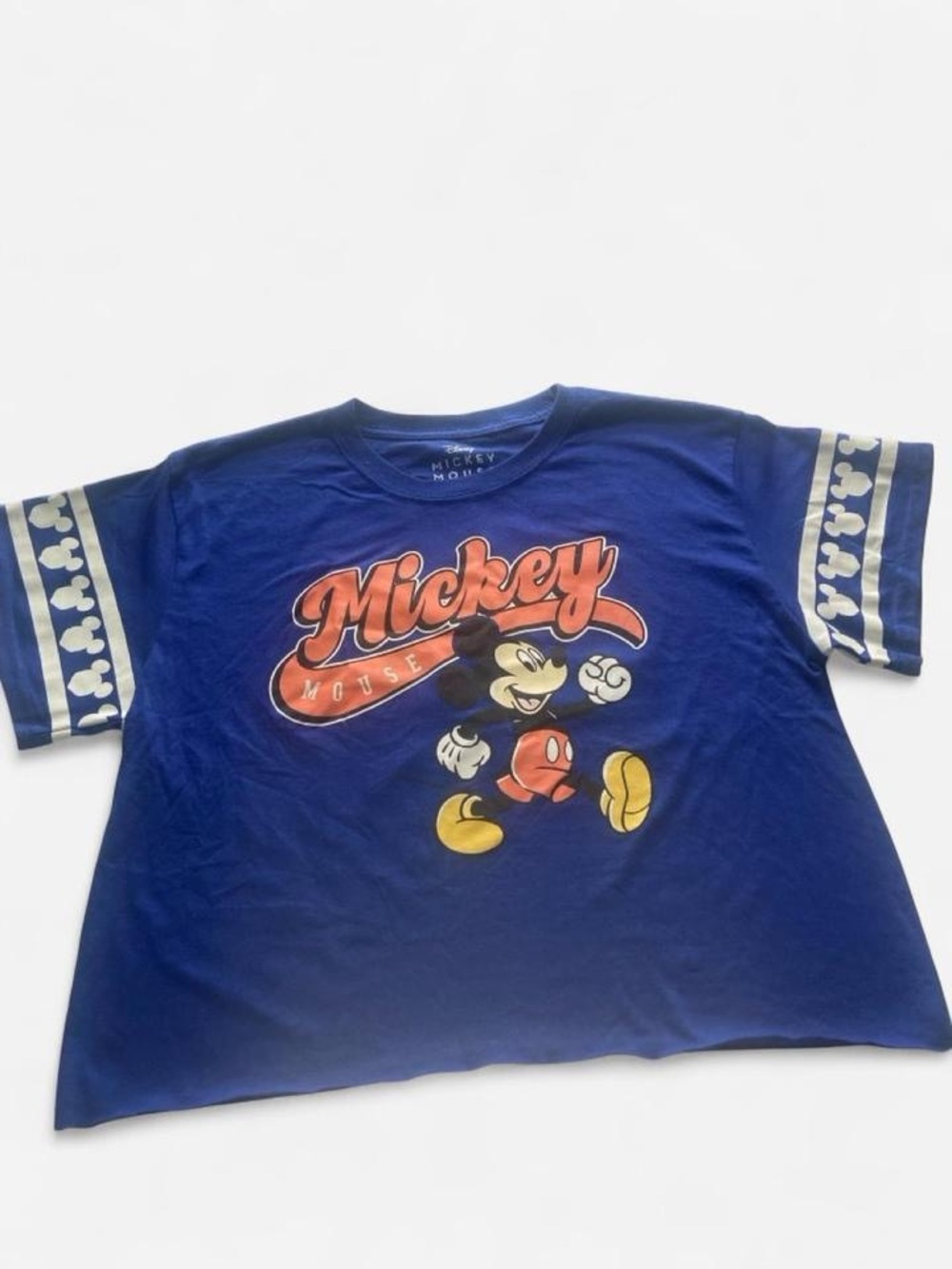 Disney Navy Blue Mickey Graphic Tee with Red Script